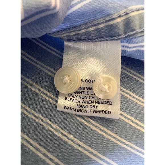 UNTUCKit Mens Button Up Dress Shirt Blue White Stripe 100% Cotton Collar‎ L - Picture 5 of 9